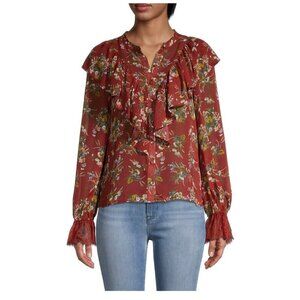 NWT Allison New York Floral Ruffle Fall Blouse